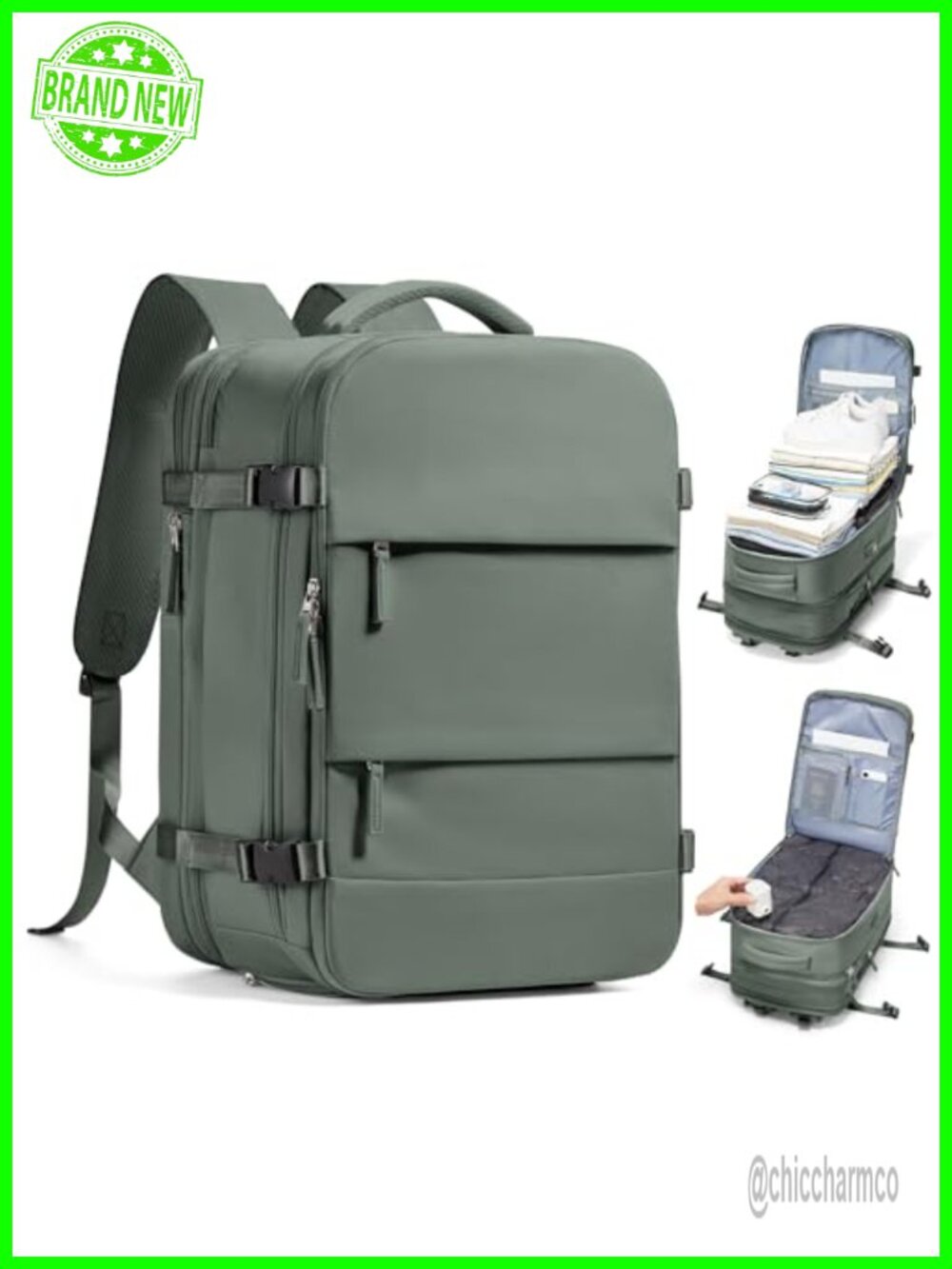Vacuum Compression Travel Backpack with Pump, Carry-On with Laptop Pocket and
